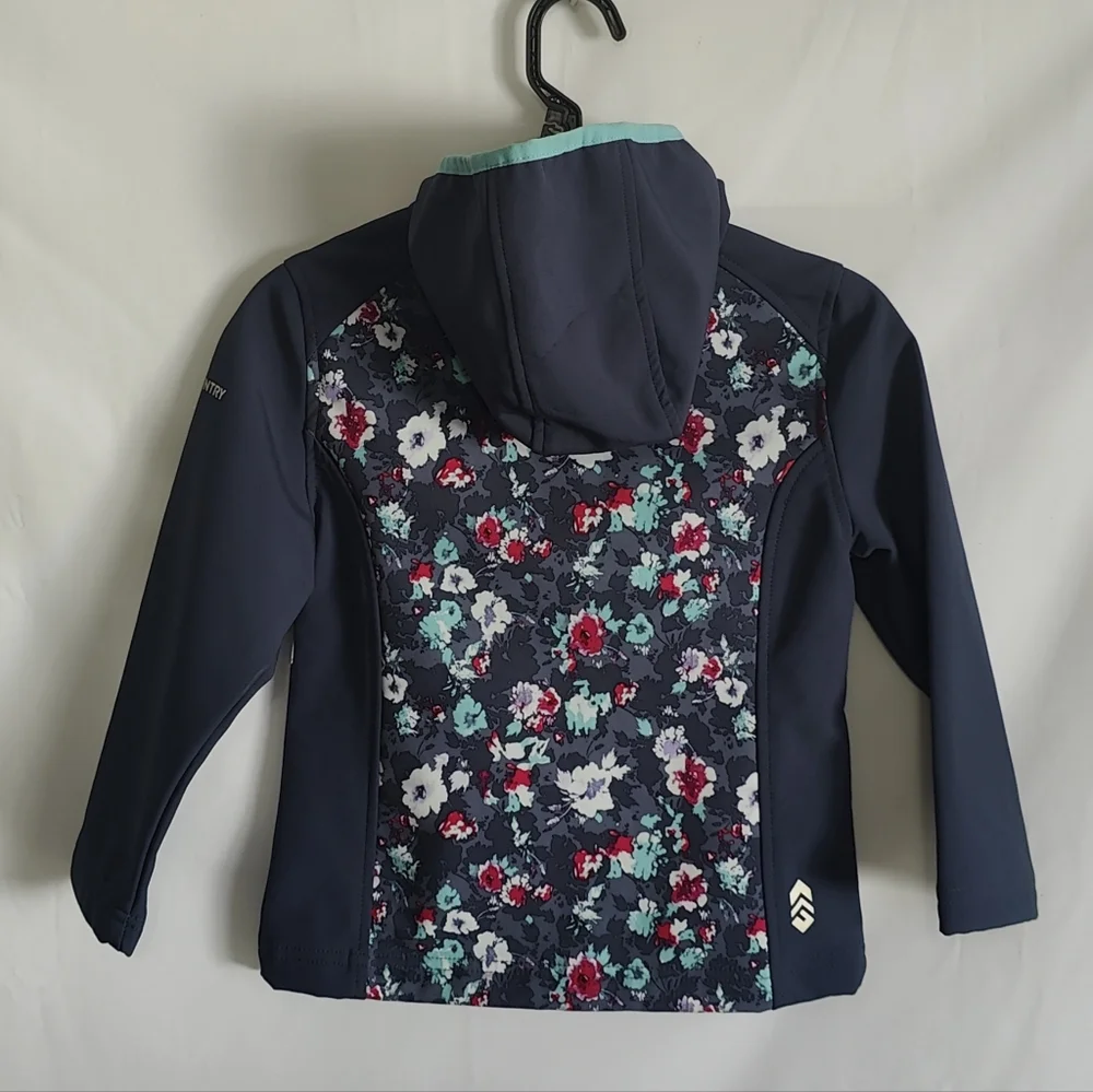 Free Country Girl's Softshell Wind & Water Resistant - Gray Floral - Size 5/6 - Picture 3 of 13
